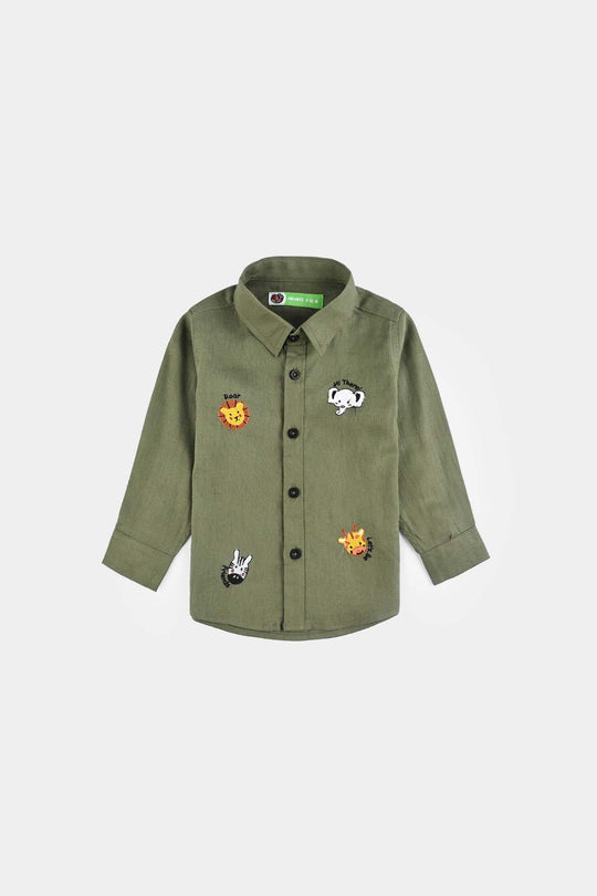 Infant Boys Cotton Shirt (Safari)-Green