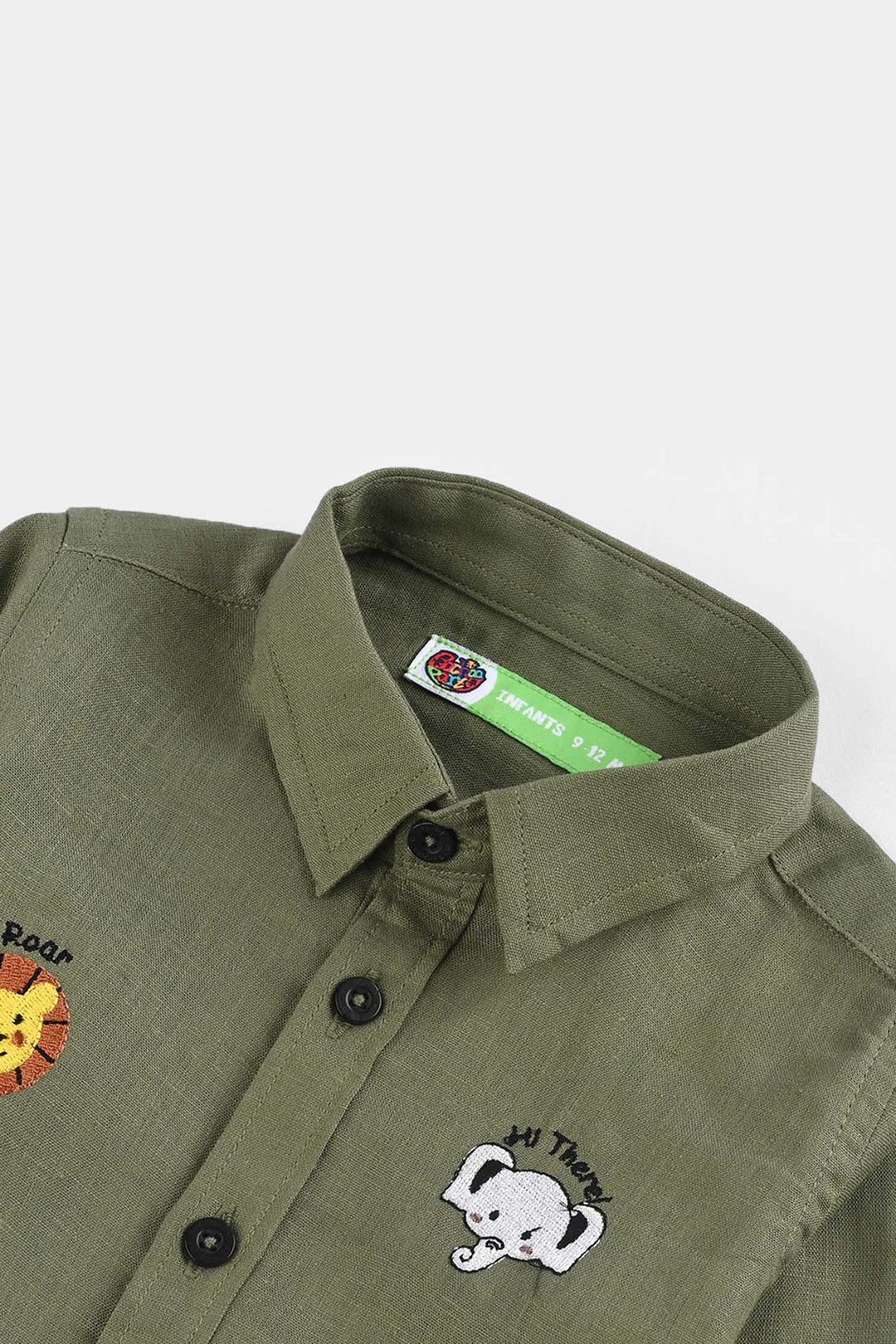Infant Boys Cotton Shirt (Safari)-Green