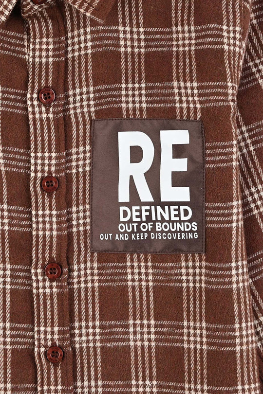 Boys Flannel Shirt F/S (Re-Defined)-Brown Check