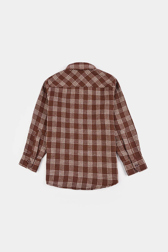 Boys Flannel Shirt F/S (Re-Defined)-Brown Check