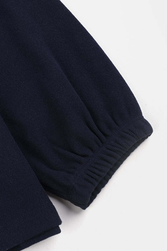 Girls Fleece Sweatshirt Blooming with Love-NAVY