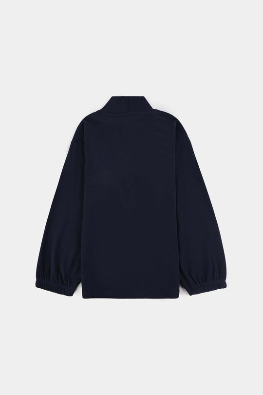 Girls Fleece Sweatshirt Blooming with Love-NAVY