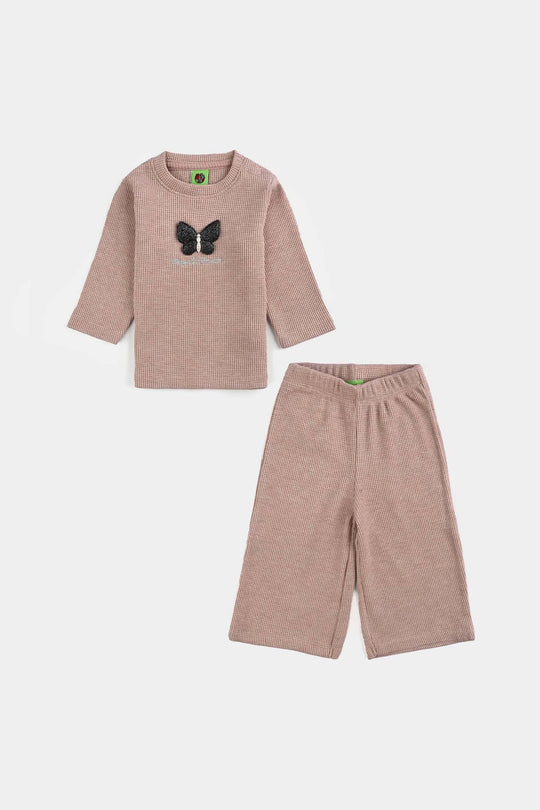 Infant Girls Jacquard Suit CUTE MOMENTS-PINK