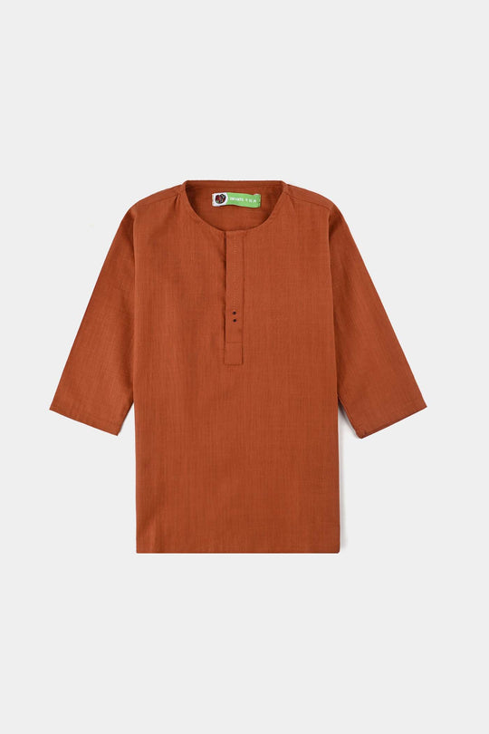 Infant Boys Cotton Slub 3Piece Suit (Bombay Brown)-Rust