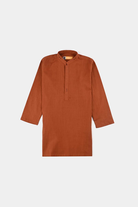 Boys Cotton Slub 3Piece Suit (Bombay Brown)-Rust