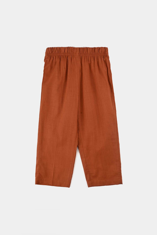 Boys Cotton Slub 3Piece Suit (Bombay Brown)-Rust