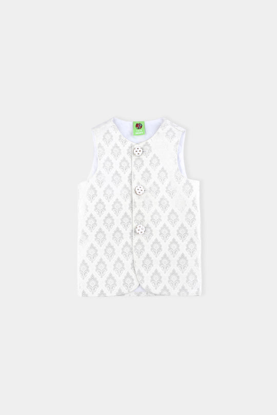 Infant Boys Cotton Poplin 3Piece Suit-White