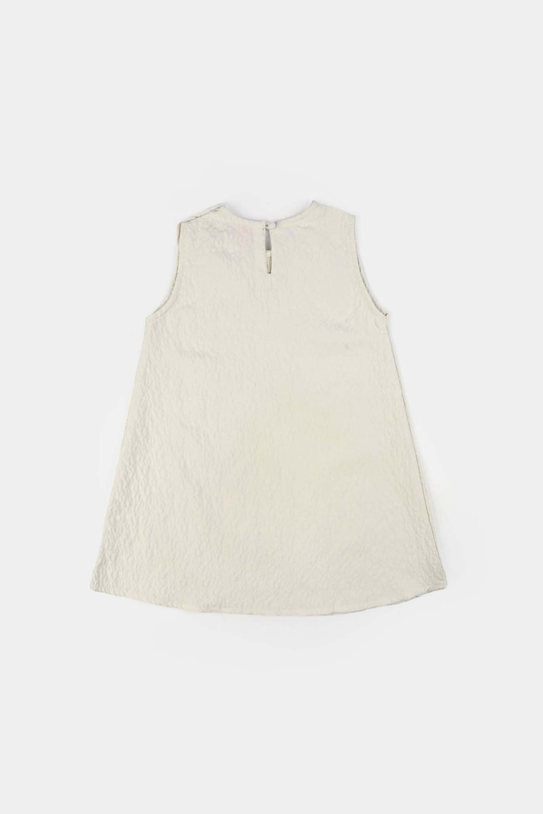 Girls Poly Net Casual Frock Bow - White