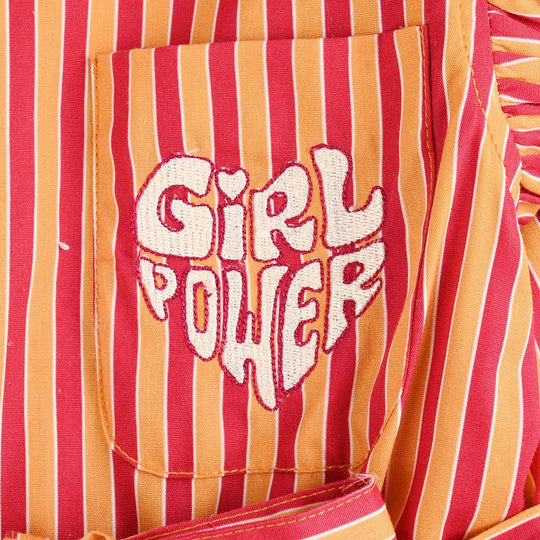 Girls Cotton Poplin Emb Jumpsuit Stripes-Multi