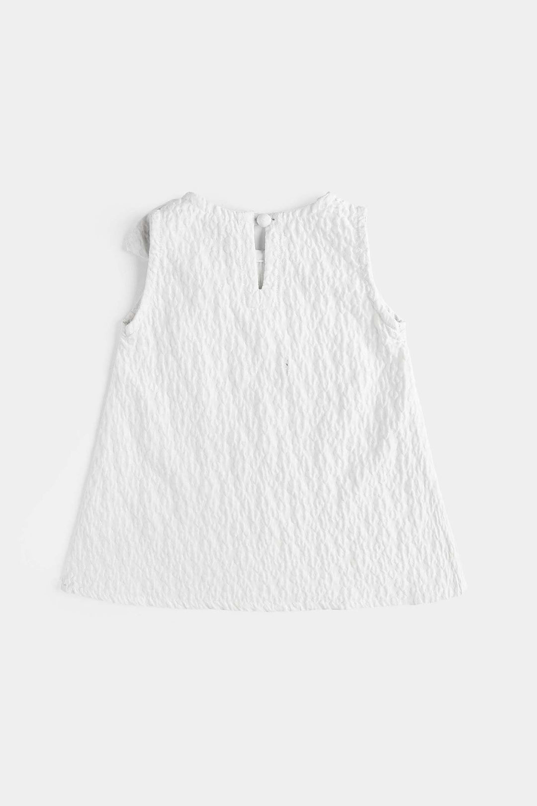 Infant Girls Poly Net Casual Frock Bow-WHITE