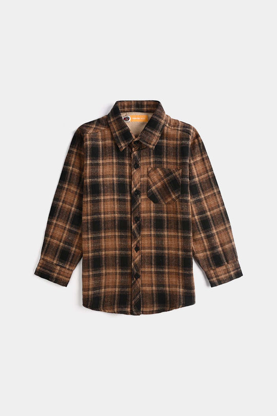 Boys Flannel Shirt (Checkmate)-Brown Check
