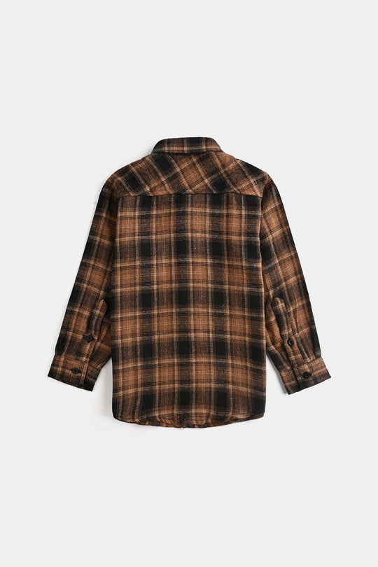 Boys Flannel Shirt (Checkmate)-Brown Check