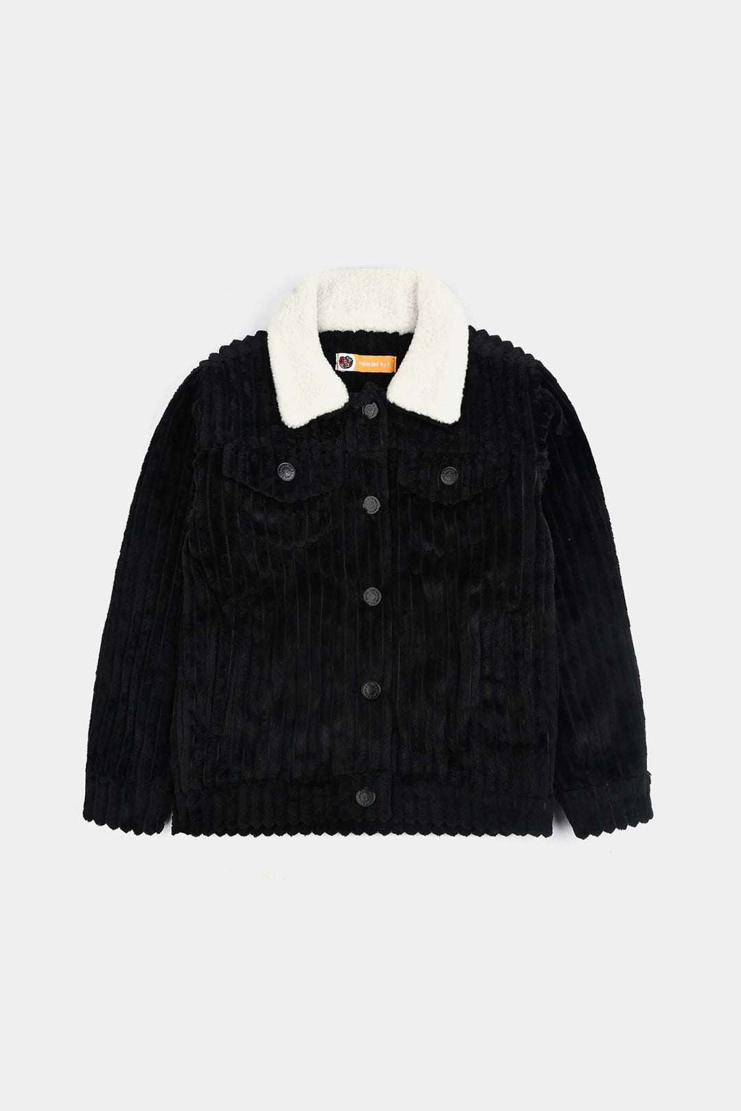 Girls Corduroy Woven Jacket Sherpa Ginger-BLACK