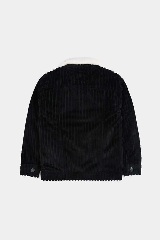 Girls Corduroy Woven Jacket Sherpa Ginger-BLACK