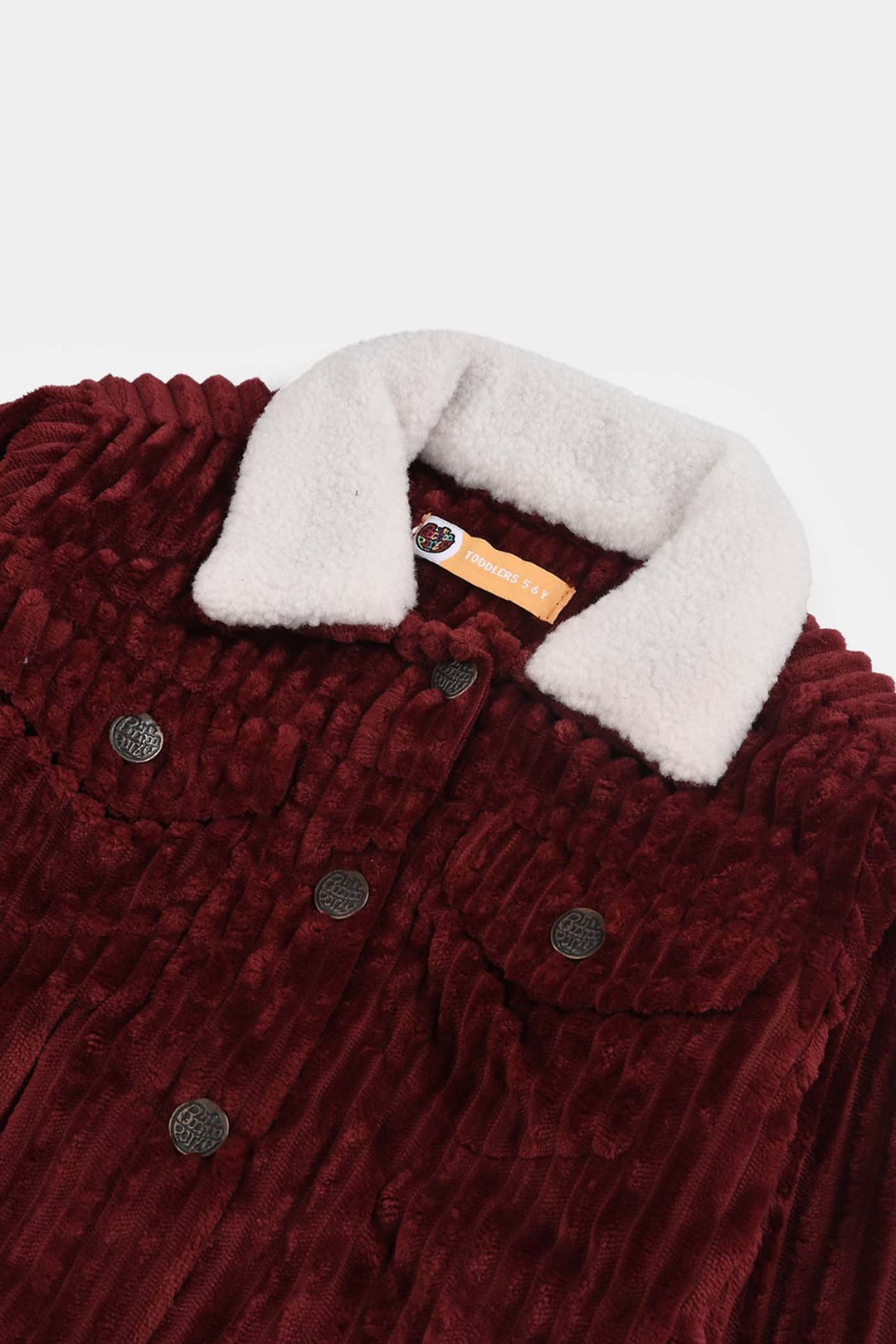 Girls Corduroy Woven Jacket Sherpa Ginger-RED
