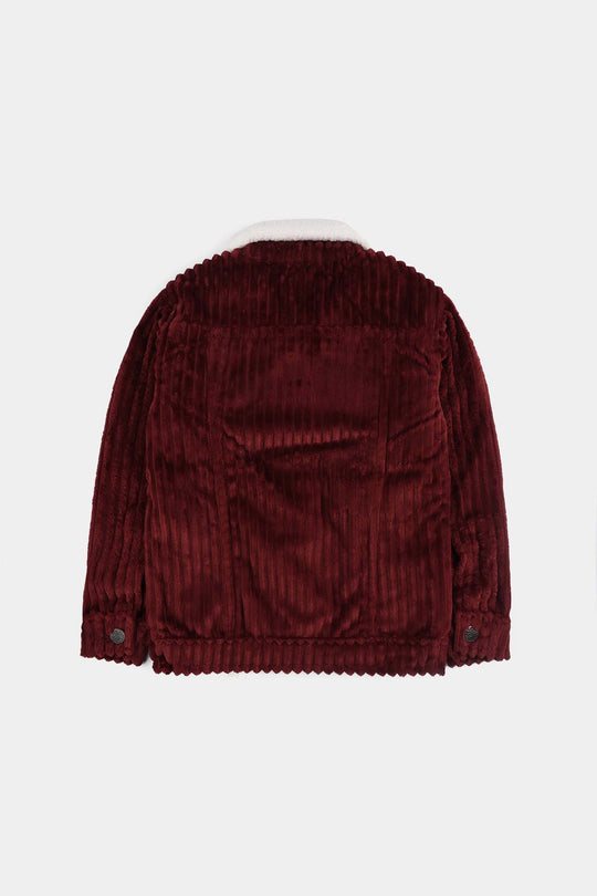 Girls Corduroy Woven Jacket Sherpa Ginger-RED
