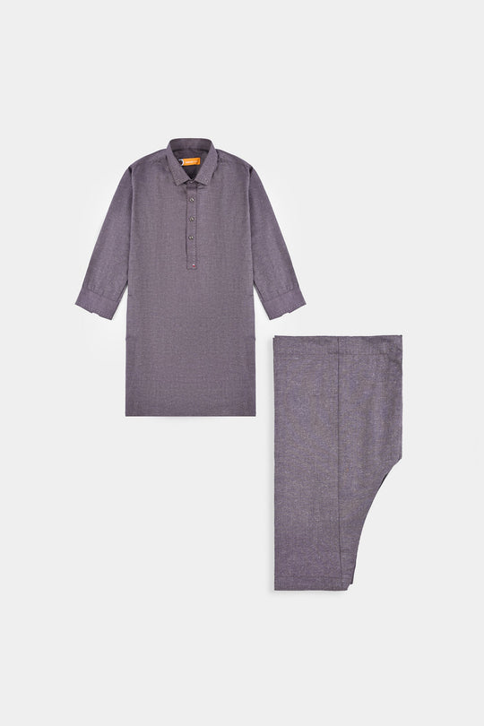 Boys Poly Viscose Suit (Contrast Stitch)-GREY