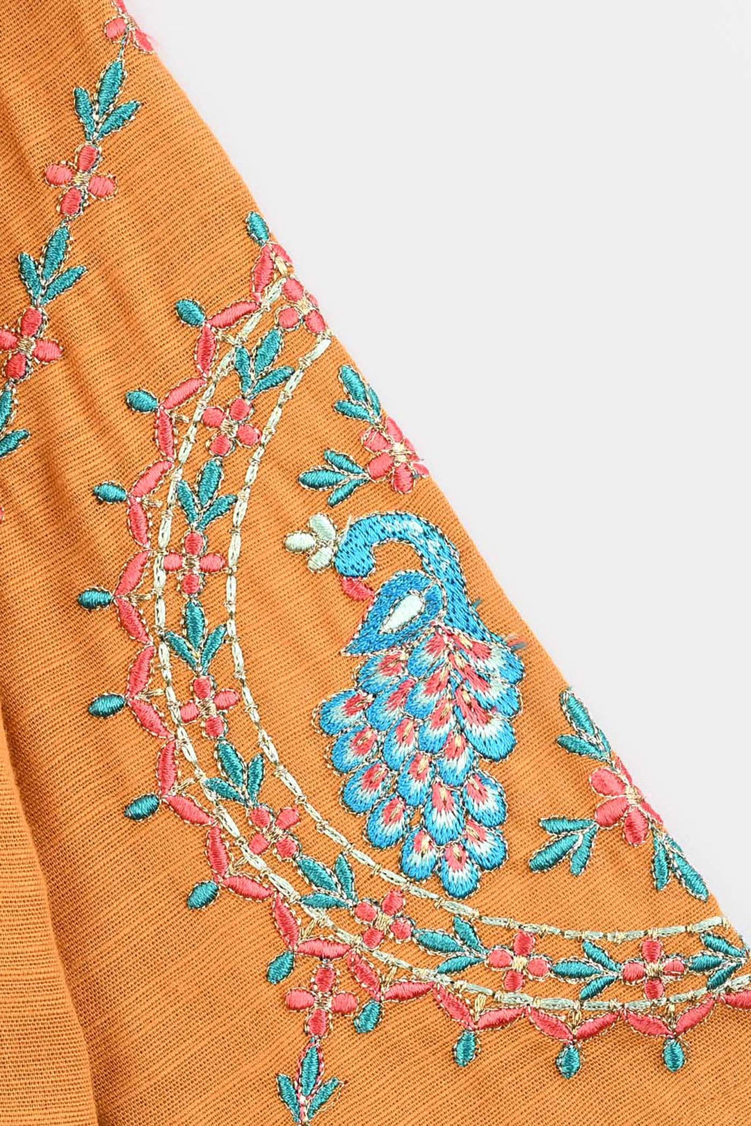 Infant Girls Cotton Slub Emb Kurti Ujala-Mustard