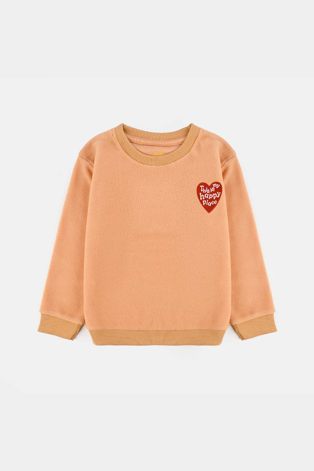 Girls Fleece Sweatshirt HAPPY PLACE-ORANGE