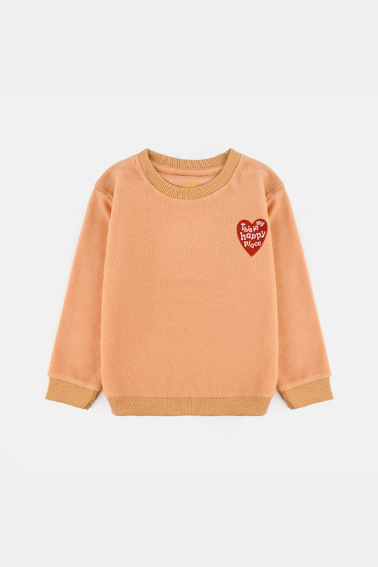 Girls Fleece Sweatshirt HAPPY PLACE-ORANGE