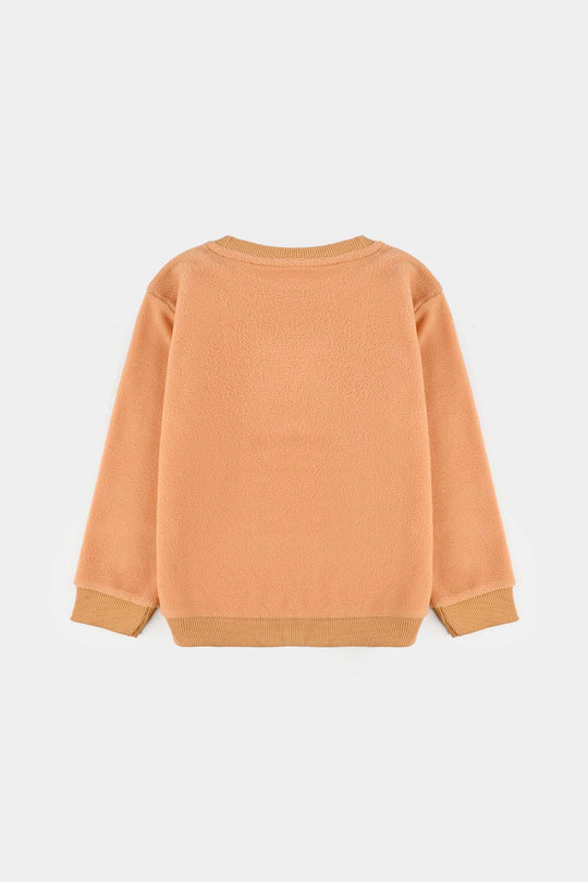 Girls Fleece Sweatshirt HAPPY PLACE-ORANGE