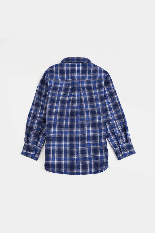 Boys Flannel Shirt (Outta Here)-Blue Check