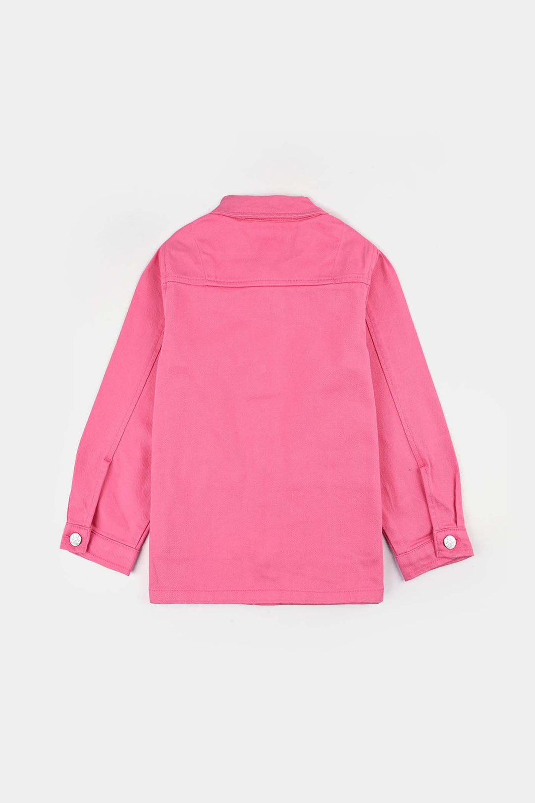 Girls Cotton Twill Woven Jacket Flowers-PINK