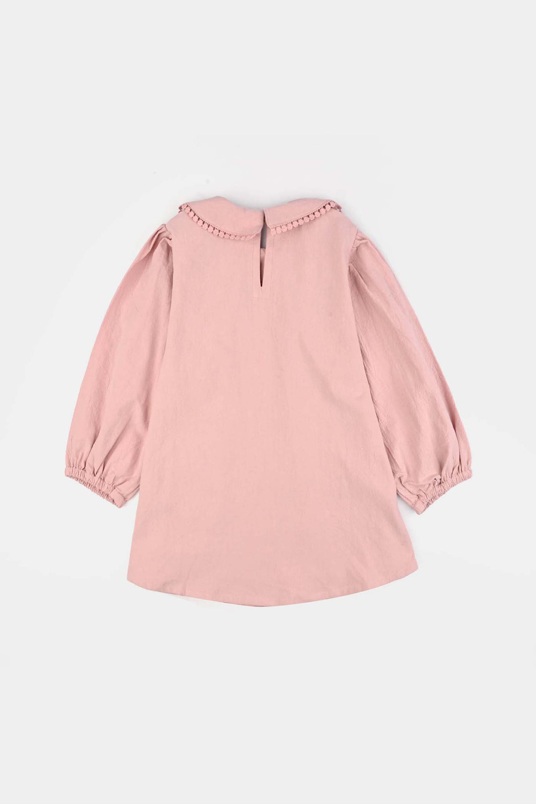 Girls Cotton Emb Top Peter Pan-Pink