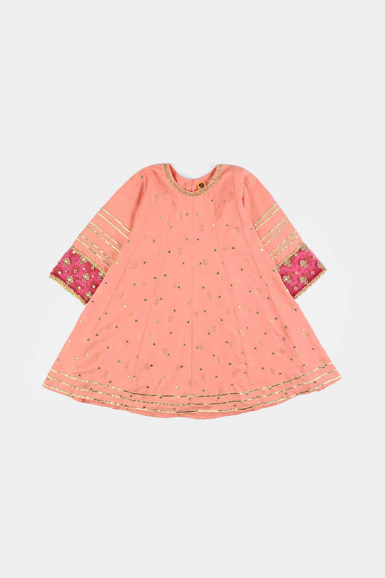 Girls Jacquard 3Pcs Hoor-Peach