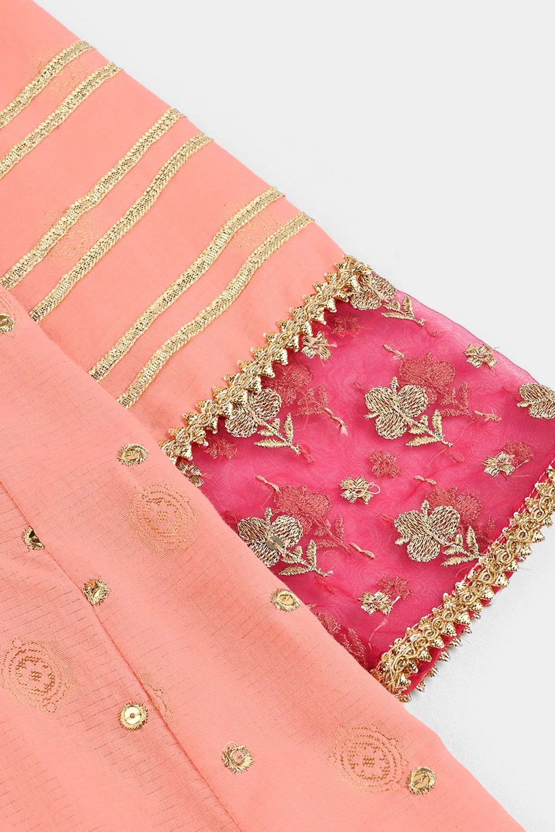 Girls Jacquard 3Pcs Hoor-Peach