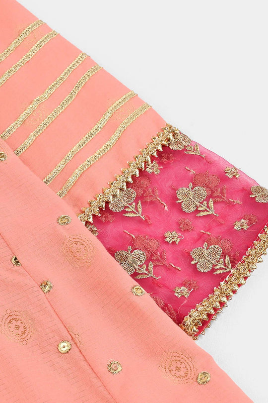 Girls Jacquard 3Pcs Hoor-Peach