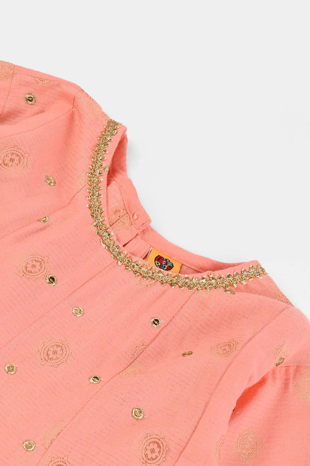 Girls Jacquard 3Pcs Hoor-Peach