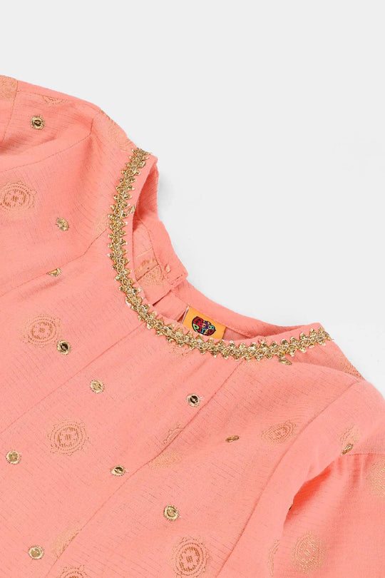 Girls Jacquard 3Pcs Hoor-Peach