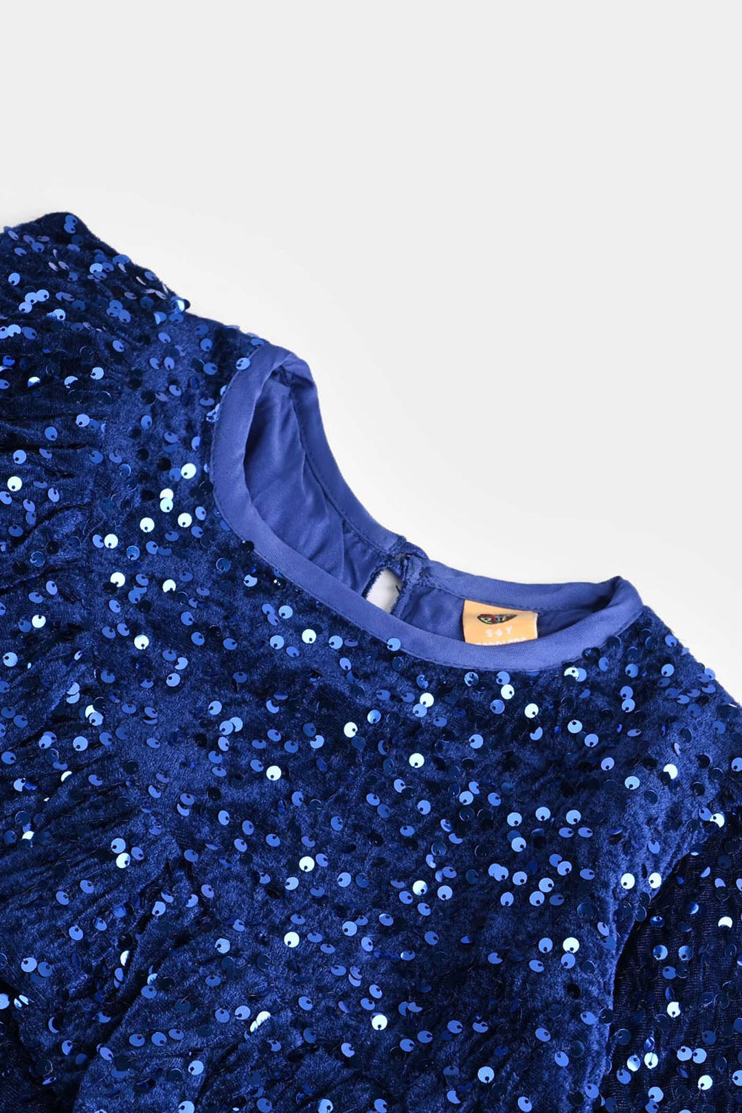 Girls Velvet Dress  Sequence-BLUE