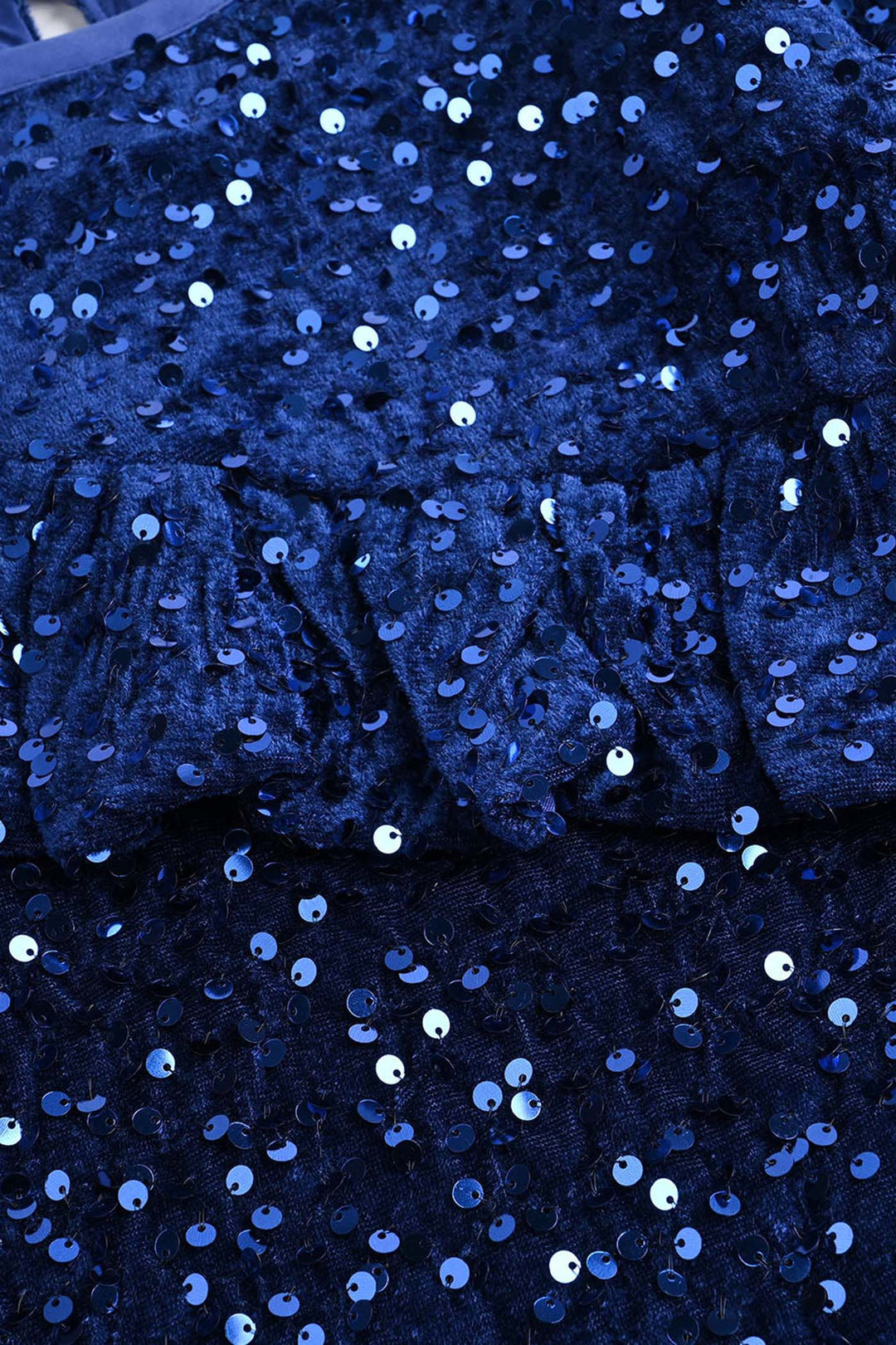 Girls Velvet Dress  Sequence-BLUE