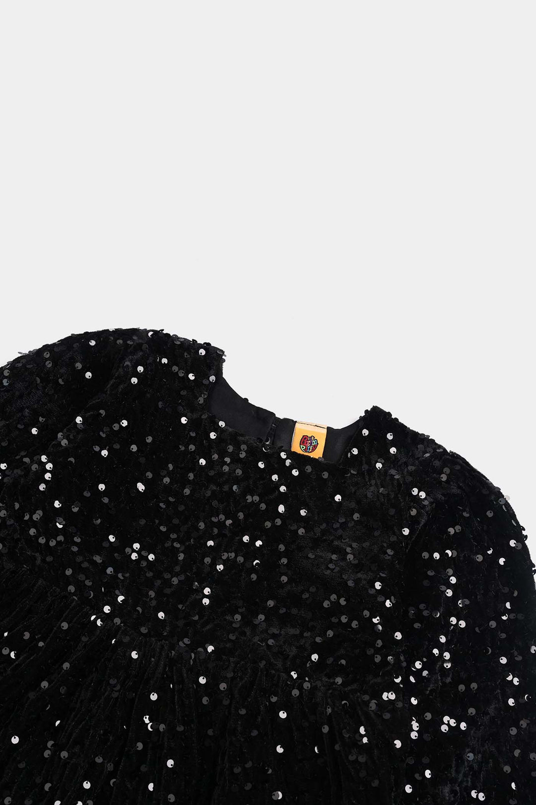 Girls Velvet Dress Sequence -BLACK