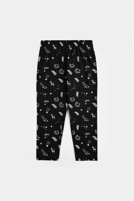 Boys Poly Cotton Jersey Night Suit STARS-BLACK
