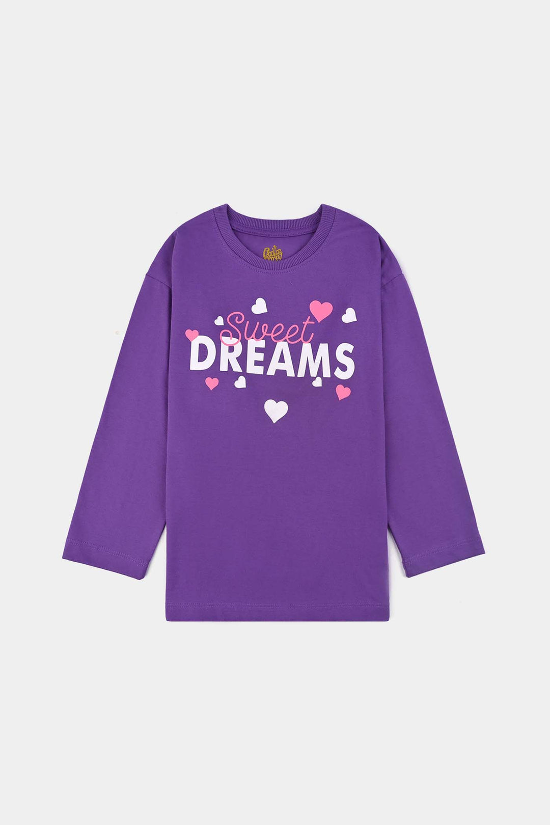 Girls Poly Cotton Jersey Night Suit SWEET DREAMS-Purple