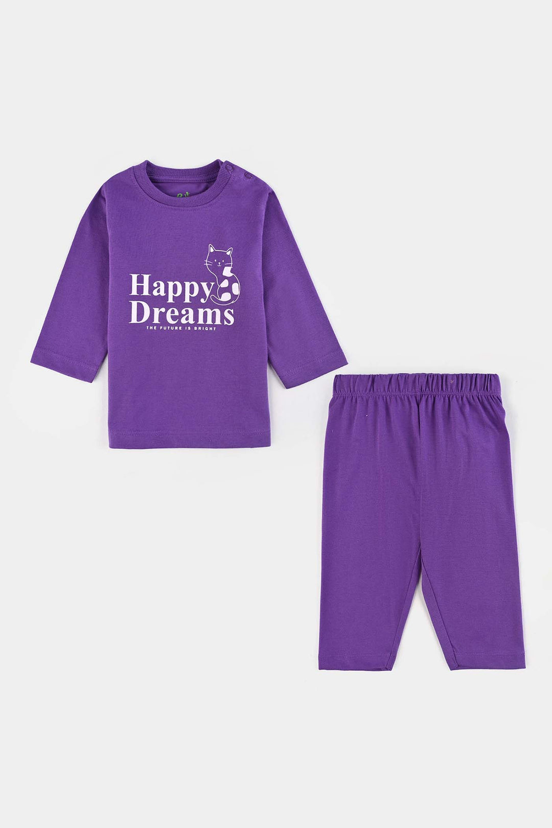 Infant Girls Poly Cotton Jersey Night Suit HAPPY DREAMS-Purple Heart