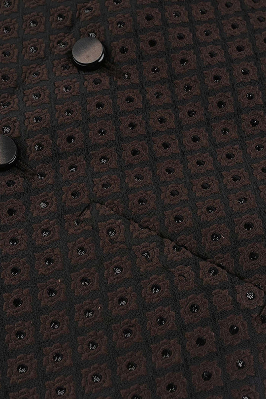 Boys Poly Viscose 3 Piece Suit (Earth Tone)-BROWN