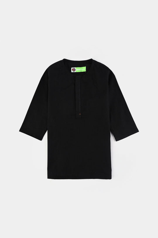 Infant Boys Cotton Slub 3 Piece suit (Black Beauty)-BLACK