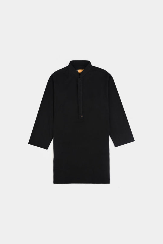 Boys Cotton Slub 3 Piece suit (Black Beauty)-BLACK