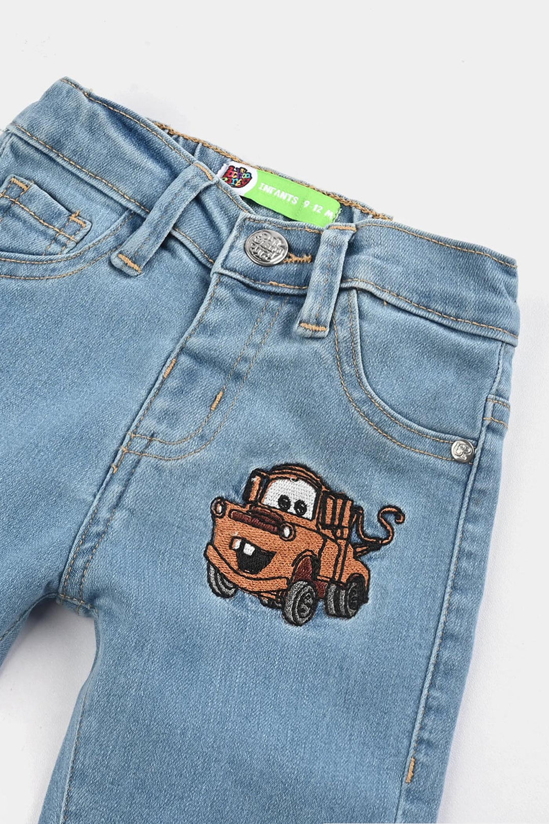 Infant Boys Denim Stretch Pant Cars-Light Blue