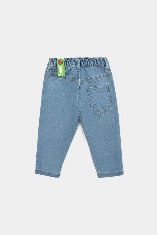 Infant Boys Denim Stretch Pant Cars-Light Blue