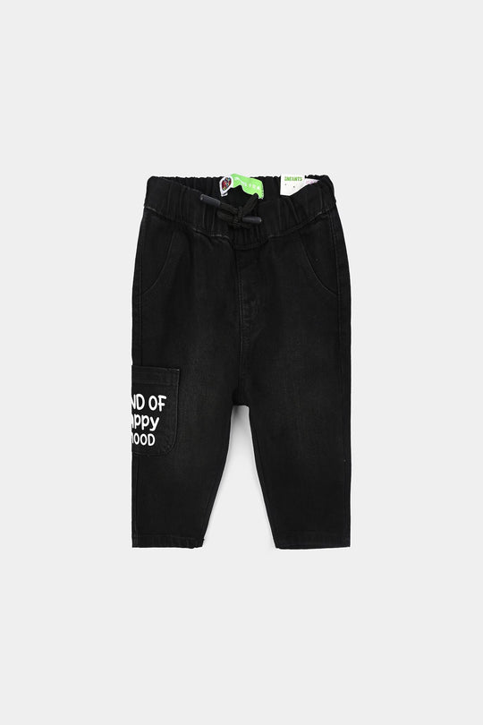 Infant Boys Denim Stretch Pant Kind Of Happiness Mood-BLACK