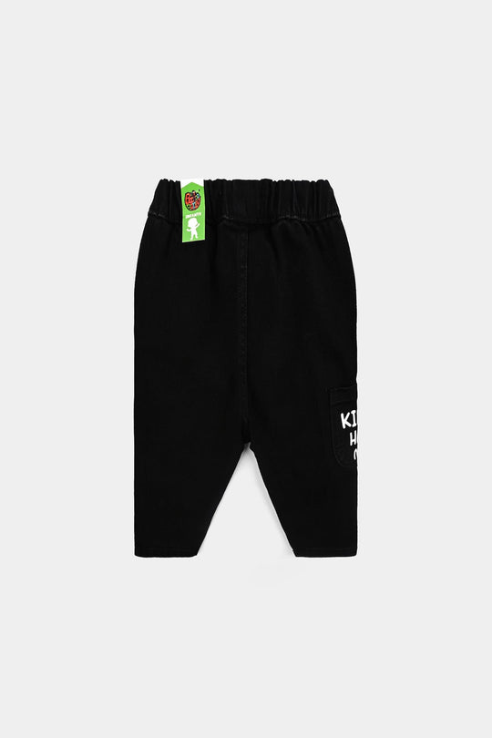 Infant Boys Denim Stretch Pant Kind Of Happiness Mood-BLACK