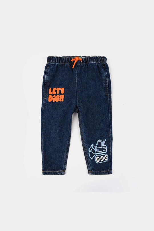 Infant Boys Denim Stretch Pant Lets Dig-DARK BLUE