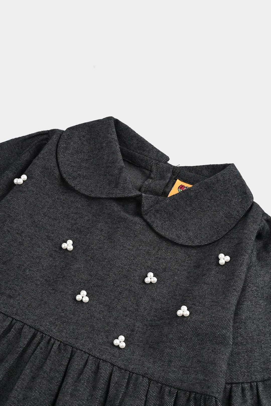 Girls Cotton Casual Frock Dark-GREY