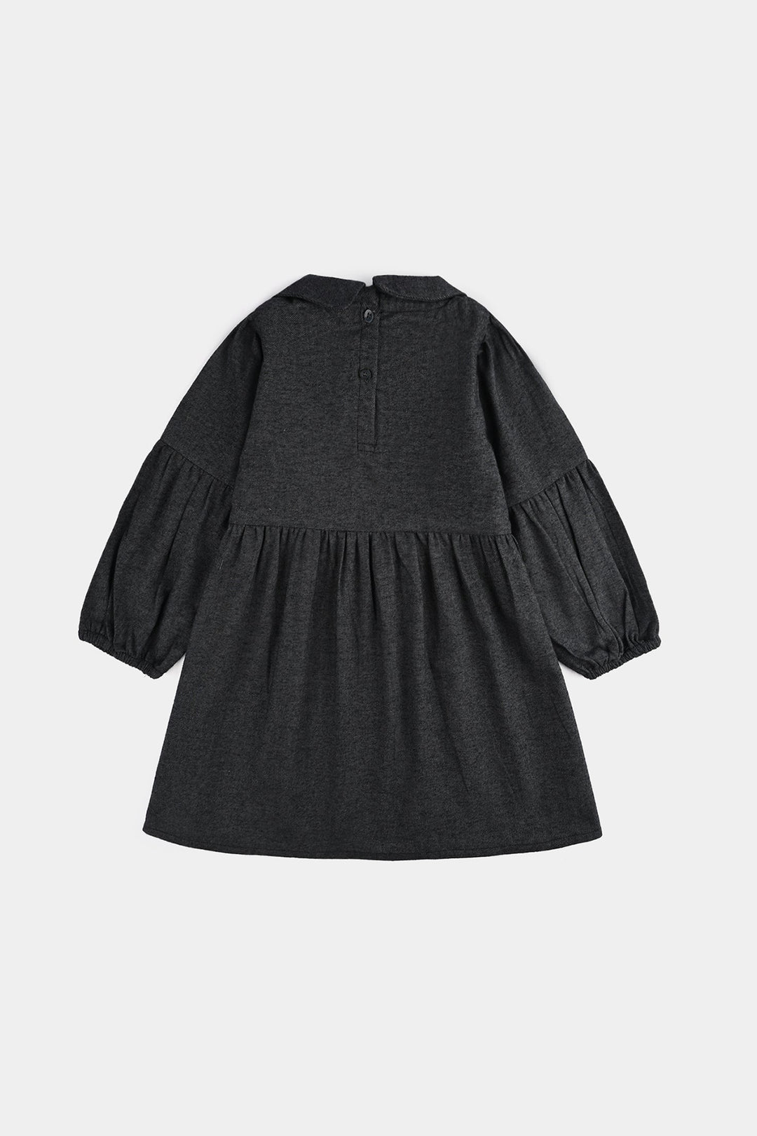 Girls Cotton Casual Frock Dark-GREY