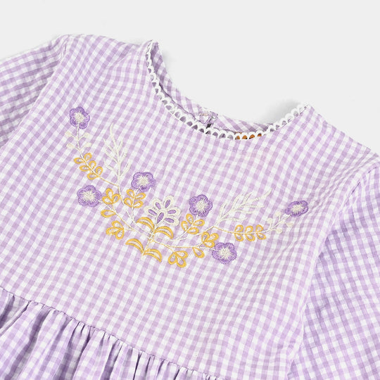 Girls Poly Jersey Emb Top - Purple